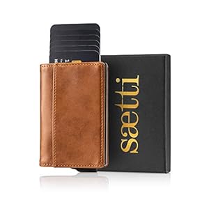 Saetti Portemonnee Luxe Pasjeshouder Kaarthouder – RFID en NFC Bescherming Creditcardhouder met Cadeau Verpakking – Echt Leer – Bruin
