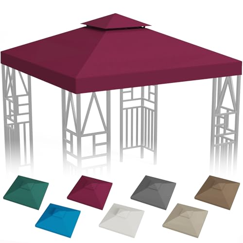 Gazebo Canopy Replacement 10x10ft Outdoor Shelter for Smaller Top Double Tiered Canopy Cover (WineRed)