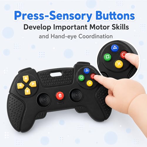 Image of Baby Silicone Remote Game Controller Teether, 2pack Teething Toy for Baby 3 6 12 18 Months, Baby's Chew Toys, Food Grade Silicone Teething Toys for Infants, BPA Free, for Babies Gum Relief