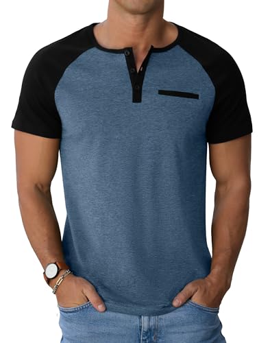 Image of Sailwind Men's Cotton Henley Short Sleeve Casual T-Shirts with Pocket