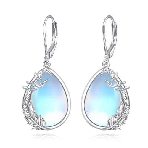 Cadeau femme boucles d'oreilles dragonfly argent avec pierre de lune