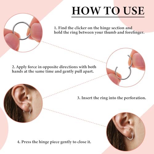 12 PCS 16G Hufeisen Piercing Septum Lippenpiercing 8/10/12 mm Edelstahl Silber Nasenseptum Chirurgenstahl Knorpel Ohrpiercing mit Ersatz Spike für Frauen Männer Verschiedene Größen