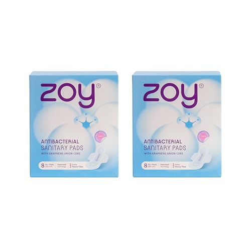 Image of ZOY Graphene Sanitary Pads for Women XL+ Extra Heavy Flow | Anti-Bacterial Protection | Rash-Free, High Absorbency, Breathable Cotton, Odour Control | Ultra Thin Leak Lock Pads | 16 Pads
