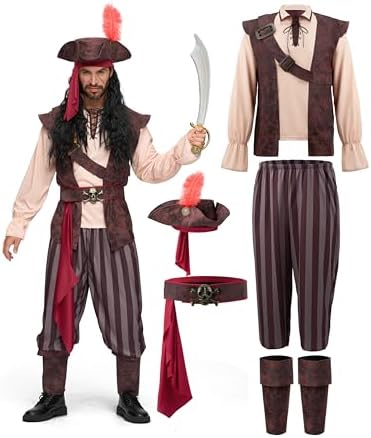 Spooktacular Creations Mens Caribbean Pirate Costume Adult Sea Ca...