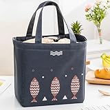Lunch Bag Insulated Lunch Bag Reusable Tote Cooler Bag Drawstring Lunch Box Bag Lunch Tote for Work Office Picnic (Dark Blue)