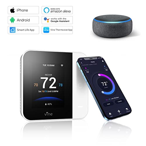 Vine Wi-Fi 7Day & 8 Period Programmable Smart Home Thermostat - Wi-Fi Tj-550, Compatible With Alexa & Google Assistant, White #TOP1