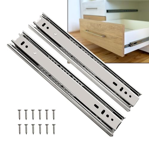 Image of Volo Heavy Duty Drawer Slides, Full Extension Ball Bearing Runners | Pack of 2 Piece | Channels for Kitchen Cabinets, Wardrobes, and Dressers (Mild Steel, 8 Inch)