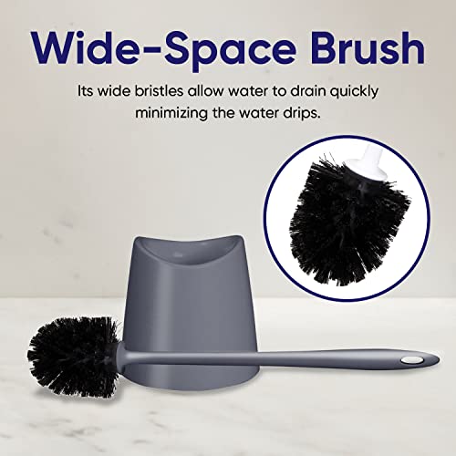 Image of Modern Toilet Brush and Holder, Grey Toilet Bowl Scrub Brush with Storage Caddy, Bathroom Cleaner. by Superio