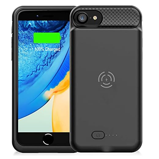 GIN FOXI Battery Case for iPhone 8/7/6s/6/SE 2020, Slim 5000mAh QI Wireless Charging Battery Case Protective Rechargeable Battery Wireless Charging Case for iPhone SE2020/8/7/6s/6 (4.7inch)