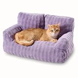 Yaning Cat Couch Bed, Cute Soft Pet Sofa for Indoor Cats Kittens Puppies with Removable Washable Cover, 26'x15', Dusty Purple