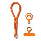 CHUQING Handykette Kurz Handgelenk Universal Verstellbar Handy Handschlaufe Handy Kette Handyband Schlüsselband Kurz Orange