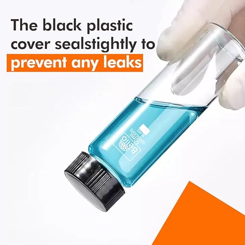 Image of Bello 50ml Clear Glass Vials Culture Tube with PE Stopper, 20pcs Leak-Proof Glass Bottles Containers for Storage Liquid, Essential Oil, Pills and Lab Home Kitchen Use