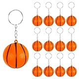 YiliYa 12 Stück Basketball Schlüsselbund Hängen Sportball Anhänger Schlüsselring Dekorative PU Ball Schlüsselbund Basketball Fan Souvenir Party Belohnungen Liebhaber Kinder Geschenk,Orange