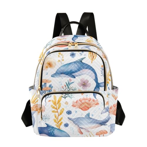 Sac à dos aquarelle dauphin S pour femmes et mini sac d'école filles