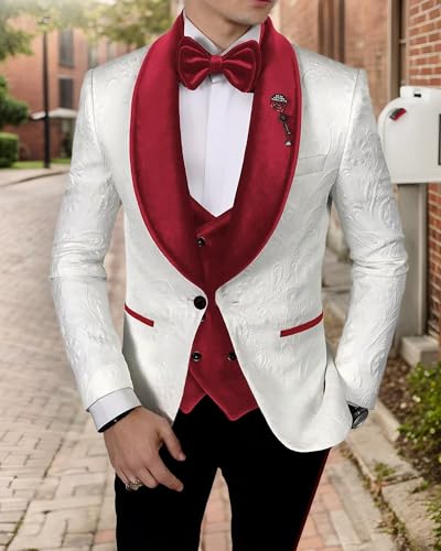 Men's Suit Slim Fit 3 Piece Suits for Men Wedding Tuxedo Floral Suit Jacket Vest Pants Set Business Prom Suit3