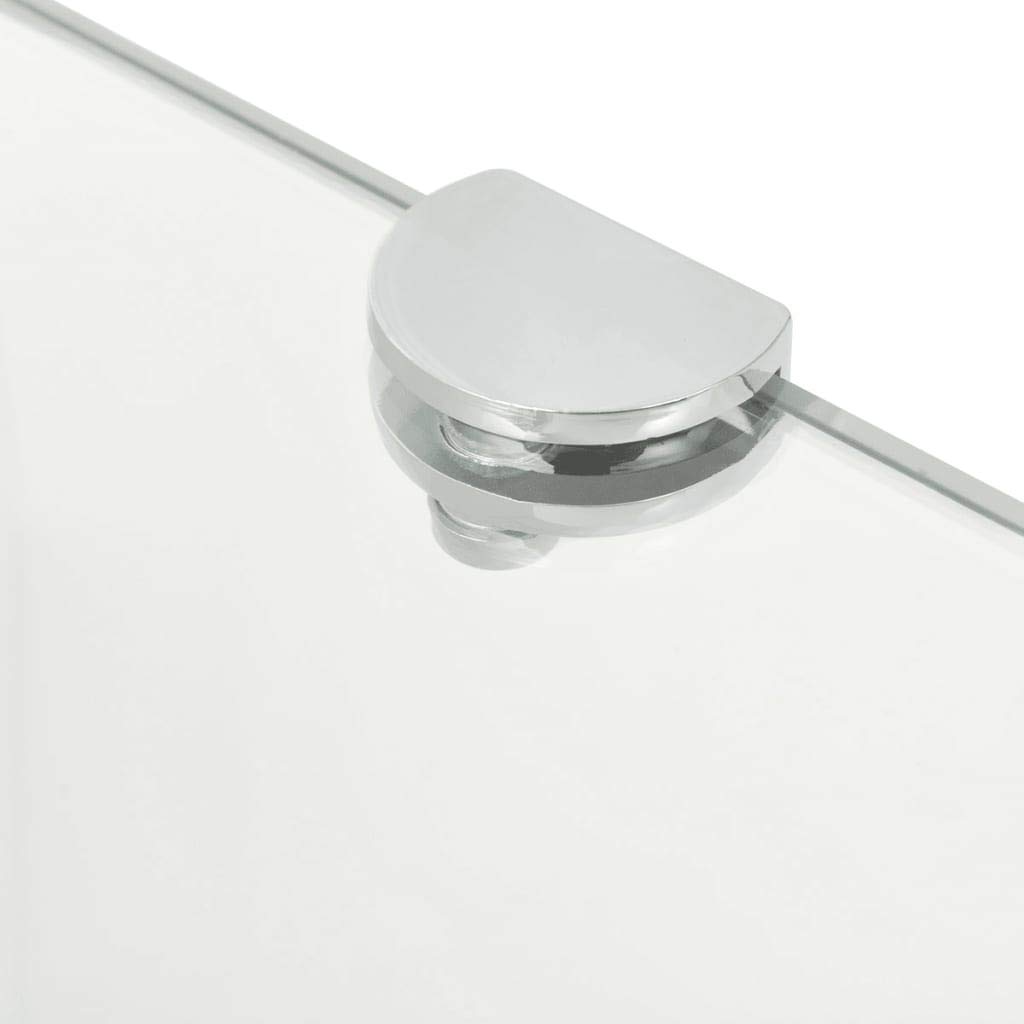 FIRBNUS Estantería de esquina de 45 x 45 x 0,8 cm con soportes cromados, estante de cristal para baño, estante de cristal flotante para salón, baño, estante de pared, cristal templado, transparente