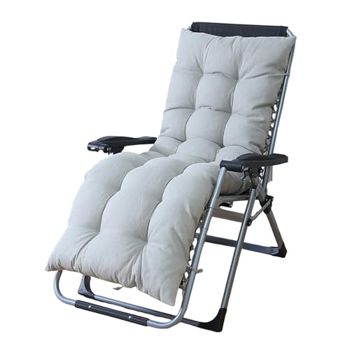 Mateju Cojín para Tumbona de Jardín, Suave Cómodo Cojín Reclinable Colchoneta para Tumbonas, Ideal para Exterior Sillas Balcón Terraza Playa, 55x120x8cm, 55x153x8cm (Gris Claro,55x153x8cm)