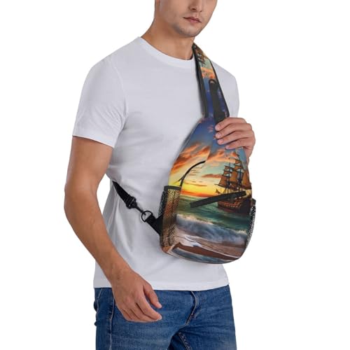Mochila bandolera pirata negra para exteriores miniatura 7