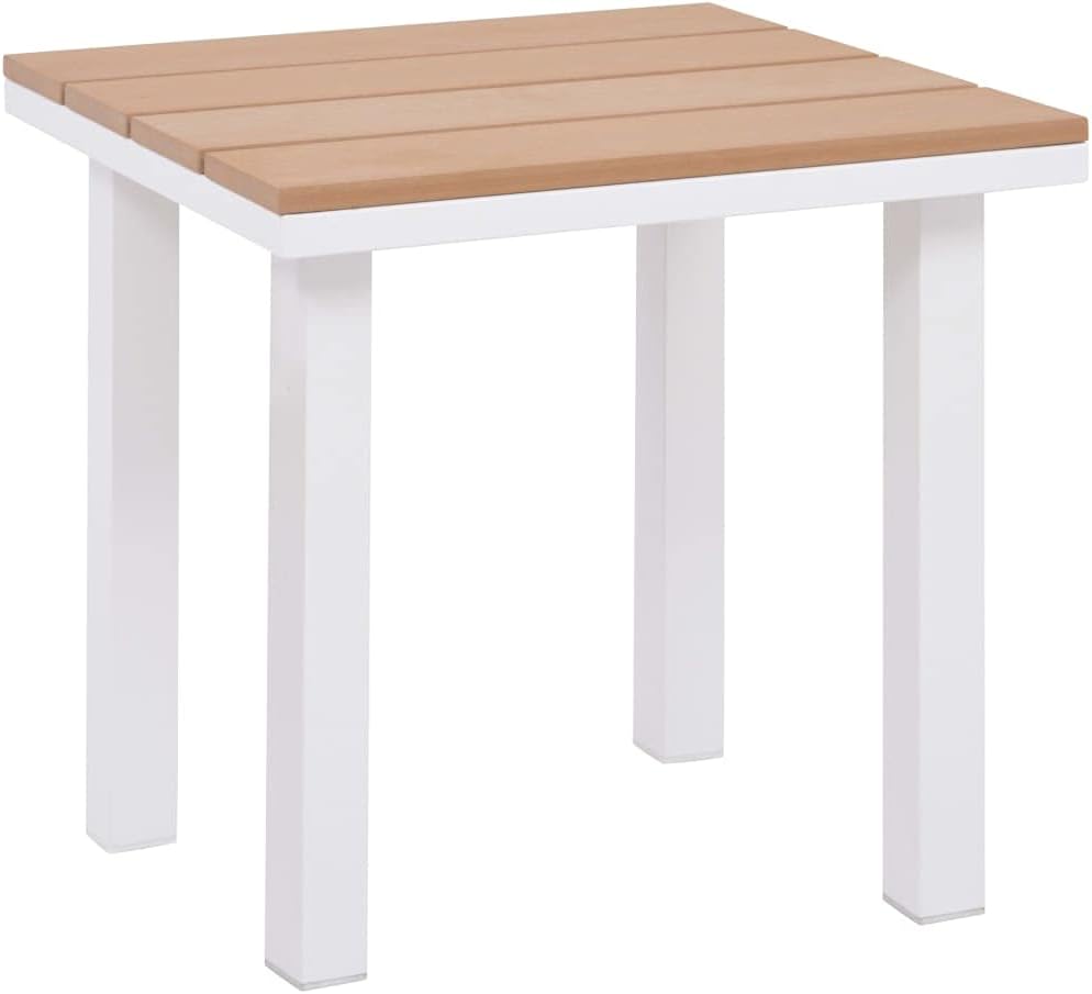 Sun Lounger with Table,Outdoor Lounge Chairs,Lounger Chair Outdoor,Garden Sunlounger,Sunbathing Recliner,Patio Lounge Chair,Backrest Adjustable in 5 Positions,for Balcony,Garden,Aluminum WPC and Brown