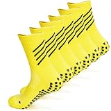 Gogogoal Anti-Rutsch-Fußball-Sportsocke rutschfester Slipper-Socken Männer Frauen ältere Basketball Yoga Gym Walking Gelb L 3P