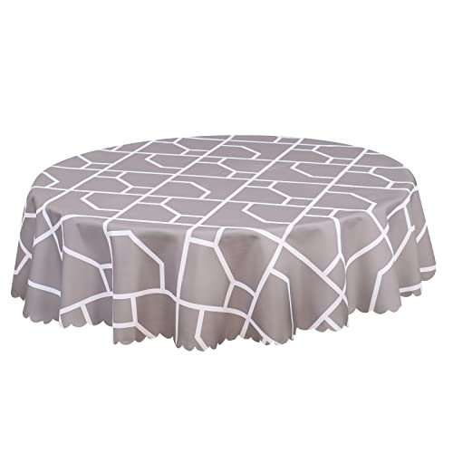 Hounest Nappe Ronde 150 cm, Nappe de Table Ronde Résistante Anti Tache, Table à Manger Impermeable Picnic Party Jardin Lavable Entretien Facile (Gris) Cover