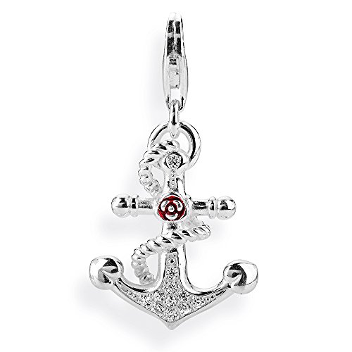 Preisvergleich Produktbild Heartbreaker Anker Charm und Karabiner mit Zirkoniapavée in Echtsilber / Kollektion Sealife / Maxi Ankercharm aus 925 Sterlingsilber für Damen / HB MX 021
