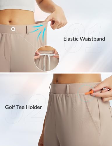 Image of baleaf Women's Golf Pants 25 inch Deep Pockets with Belt Loop Stretch Travel Casual Work Petite Ankle Slacks Lightweight