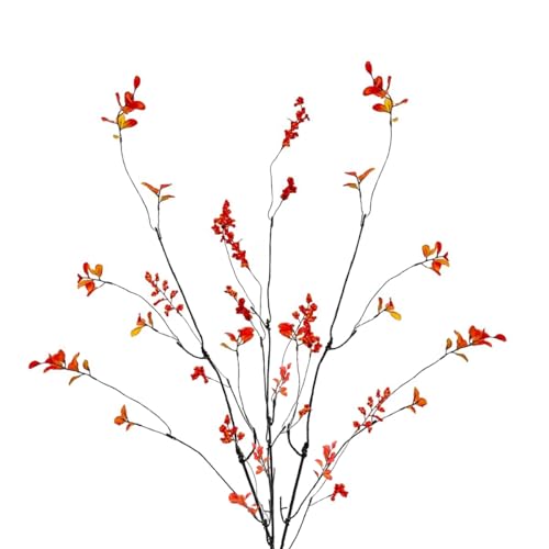 Avoik 3 stuks kunsttakken, kunstplanten, 95 cm groot, herfst, esdoorn, kunstbladeren, steel, herfsttakken met rode bessen, planten voor vaas, Halloween, Kerstmis, veranda, huisdecoratie