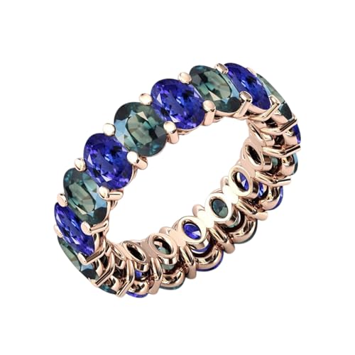 Teal Sapphire Eternity Ring, For Women Multi Gemstone Cluster Wedding Band 925 Sterling Silver Blue Sapphire Promise Ring Anniversary Birthday Mother's Day Valentine's Jewelry