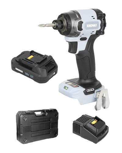 KINGMAX インパクトドライバー マキタ 18v 互換 工具 充電式 インパクト 4段階切替モード 最大トルク250N・m 高出力ブラシレスモーター LED残照機能付き 修理保証付 KID18B (バッテリ・充電器・ケース付)