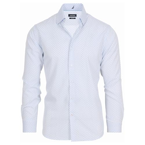 Nautica Slim Fit Mens Dress Shirts Long Sleeve Performance Polyester Fabric Wrinkle Free 4-Way...
