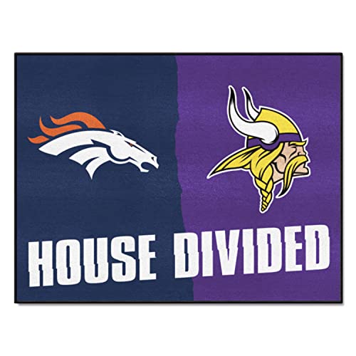 FANMATS NFL House Divided Teppich Broncos/Vikings, 86,4 x 114,3 cm, klein, Schwarz