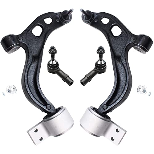 Image of Detroit Axle - 4pc Front Control Arms Kit for 2010-2012 Ford Taurus Flex | Lincoln MKT, 2009-2012 MKS, 2 Lower Control Arms w / Ball Joints 2 Outer Tie Rods Replacement