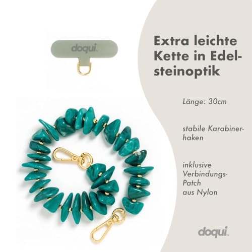Cadena para teléfono móvil evita caídas con cuentas de jade verde y conector universal 2