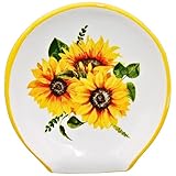 Sunflower Kitchen Decor - Sunflower Spoon Rest, Ceramic Spoon Rest for Stove top | Large Spoon Rest for Kitchen Counter | Farmhouse Kitchen Utensil Holder Spoon Holder | Sunflower Gifts for Women