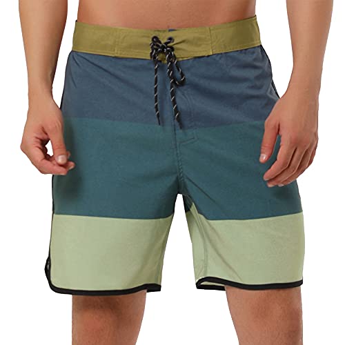 Lars Amadeus Men's Striped Beach Shorts Color Block Swimming Drawstring Board Surfing Shorts