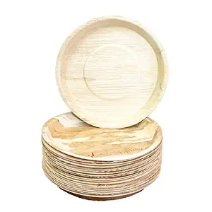NewGen - Export Quality Round Disposable Areca Leaf Dinner Plates, 10 Inch, (Off-White) - Pack of 20