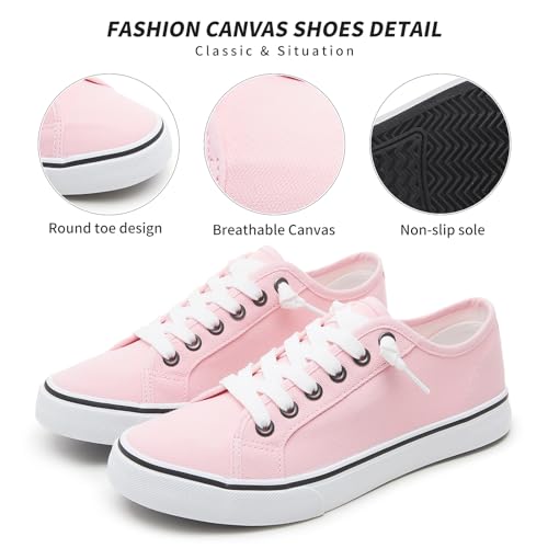 Image of Women Canvas Sneaker Slip On Non Slip Casual Shoes Lace Up Canvas Low Top White Shoes Loafers for Women Fashion Black Sneaker