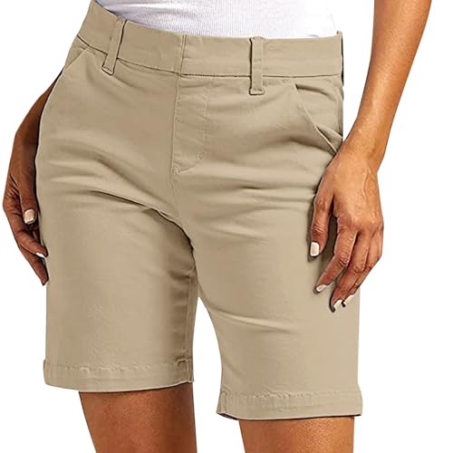 qipaqil Baggy Cargo Shorts Women Stretchy Casual Pants with Pockets Fashion Summer Knee Length High Waisted Work Baggy Shorts