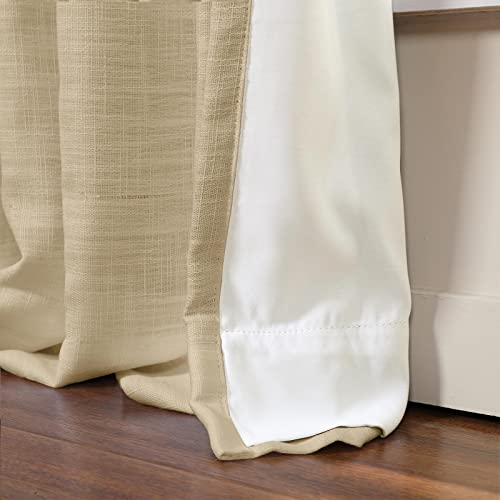 Twopages Beige Room Darkening Curtain Drape 102 Inches Long, Polyester Linen Window Curtain 4-In-1 Header Rod Pocket Flat Hooks Back Tab Hook Belt For Living Room, 84W X 102L, 1 Panel #TOP3
