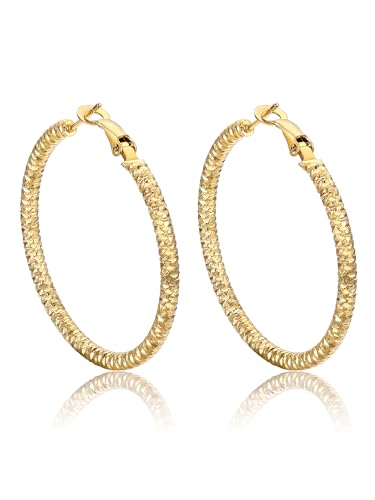 FOCALOOK フープピアス レディース サージカルステンレス 金属アレルギー対応 リングピアス 中空 軽い 人気 大きい おしゃれ 大きめ 幅5mm