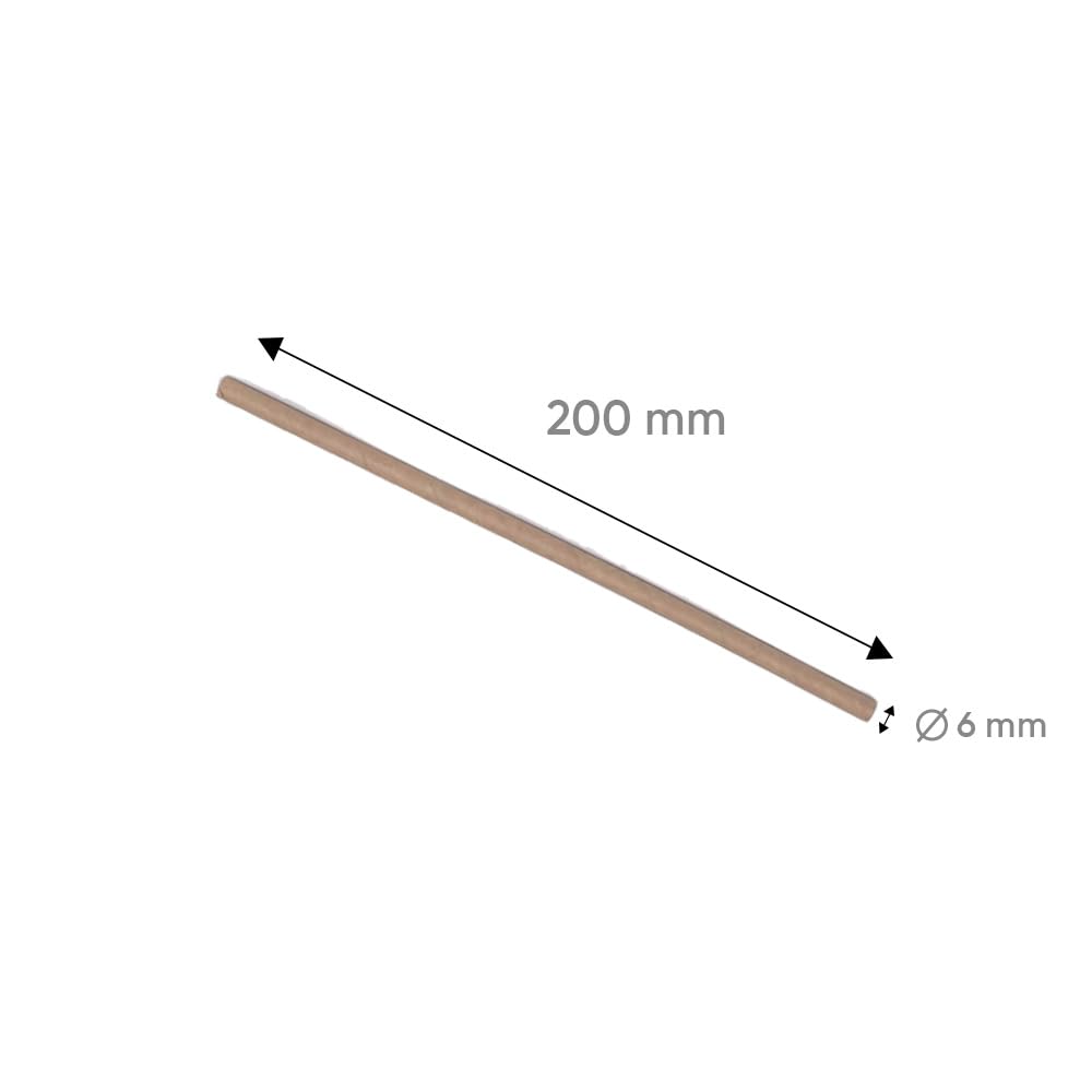 1000 Einweg-Trinkhalme aus braunem Kraftpapier, Länge 20 cm und Durchmesser 6 mm