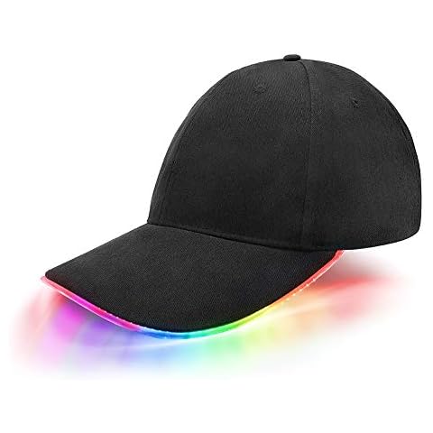 JIGUOOR LED Hat Light Up Baseball Cap Flash Glow Party Hat Rave Accessories for Festival Club Stage Hip-hop Performance (Rechargeable Powered, Multicolour) Cover