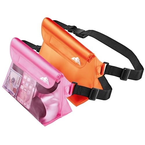 Image of HEETA 2 /3 /4 Pack Waterproof Pouch with Waist Strap, Screen Touchable Dry Bag with Adjustable Belt for Phone Valuables for Kayaking, Swimming, Snorkeling, Boating, Fishing, Surfing & Beach