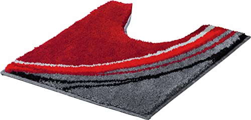 Erwin Müller WC-Umrandung mit Ausschnitt Mykonos, rutschhemmend rot Größe 50x50 cm - kuscheliger Hochflor, für Fußbodenheizung geeignet