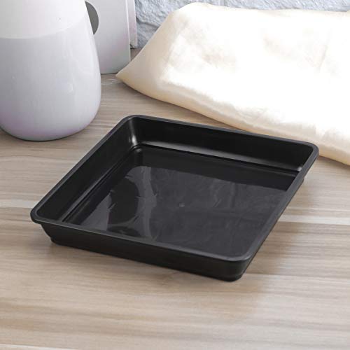 Yardwe 10 Pcs Square Plastic Plant Saucer Tray Plant Pot Saucer Flower Pot Tray For Garden Potted Water Drips And Soil 5.9 X 5.9 X 1.1 Inch (Black) #TOP3