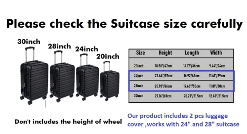 Fabulway 2Pcs Clear Pvc Suitcase Cover Protectors Transparent Luggage Cover Waterproof Wheeled Suitcase Dust Cover Dustproof Travel Luggage Sleeve Protector (24"+28") #TOP5