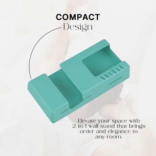 Image of Prolet Wall Mount Mobile Charging Holder with Storage Box & AC /TV Remote Organizer, Self-Adhesive Phone Plug Stand, Multipurpose Wall Shelf, Space Saving Mobile Holder for Home & Office (Green)