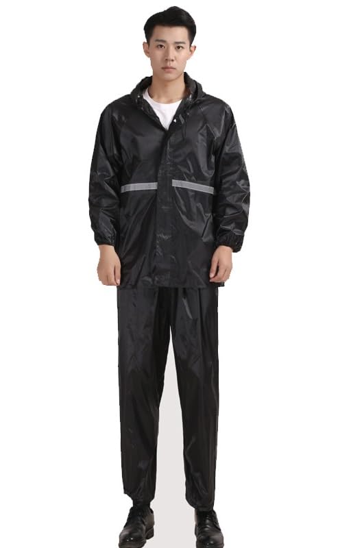Black Rain Coat (Top and Bottom) (Buy 1 Size Bigger from Your Shirt Size) for Men Boy -Waterproof for Bike Scooty Raincoat for Men with Hood Set of Top and Bottom - With Bag-image-11