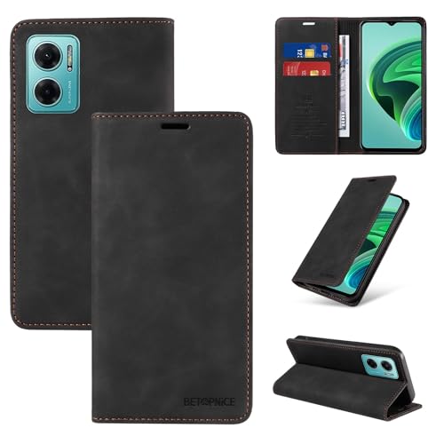 �E�H���b�g�P�[�X Xiaomi Redmi Note 11E 5G/Redmi 10 Prime+ 11 PRIME 5G �P�[�X �J�[�h�z���_�[�t�� �t���b�v�J�o�[ RFID �u���b�L���O�ی샌�U�[�P�[�X �ϋv���̂���ϏՌ��J�o�[(Black)